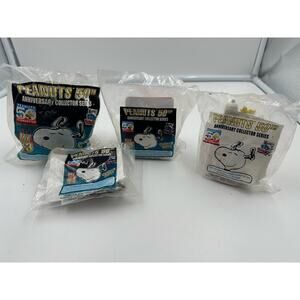 VTG Lot of 4 Wendy’s Peanuts 50th Anniversary Collector Series Toy #3, 4 & 5